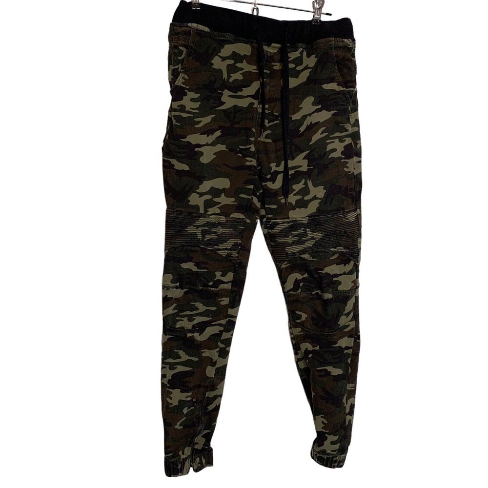 Uncle Ralph Pants Mens Large Camo Green Moto Jogger Drawstring Waist Hip‎ Hop
